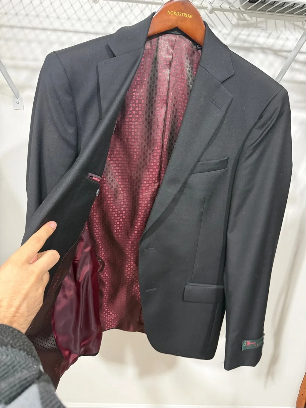 Ted Baker Black Sport Coat with Burgundy Lining